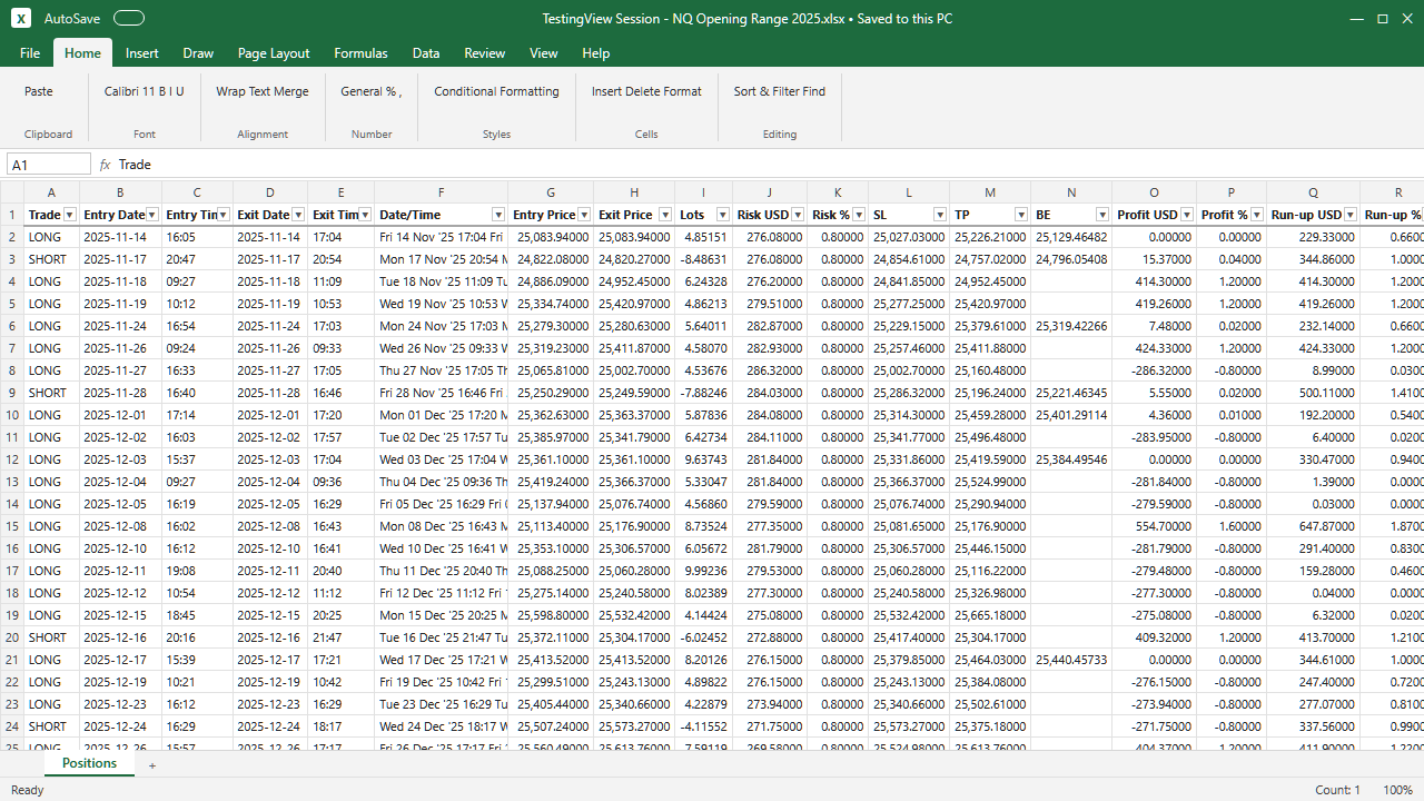 Excel export